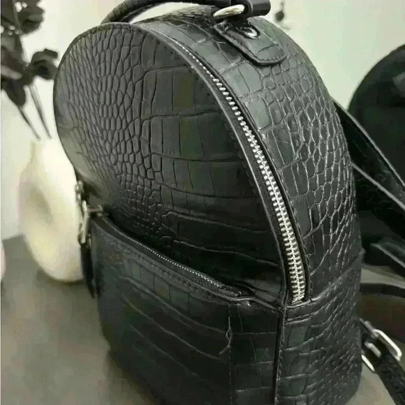 Women’s Black  Snake-print Mini Backpack - Picture 3 of 10